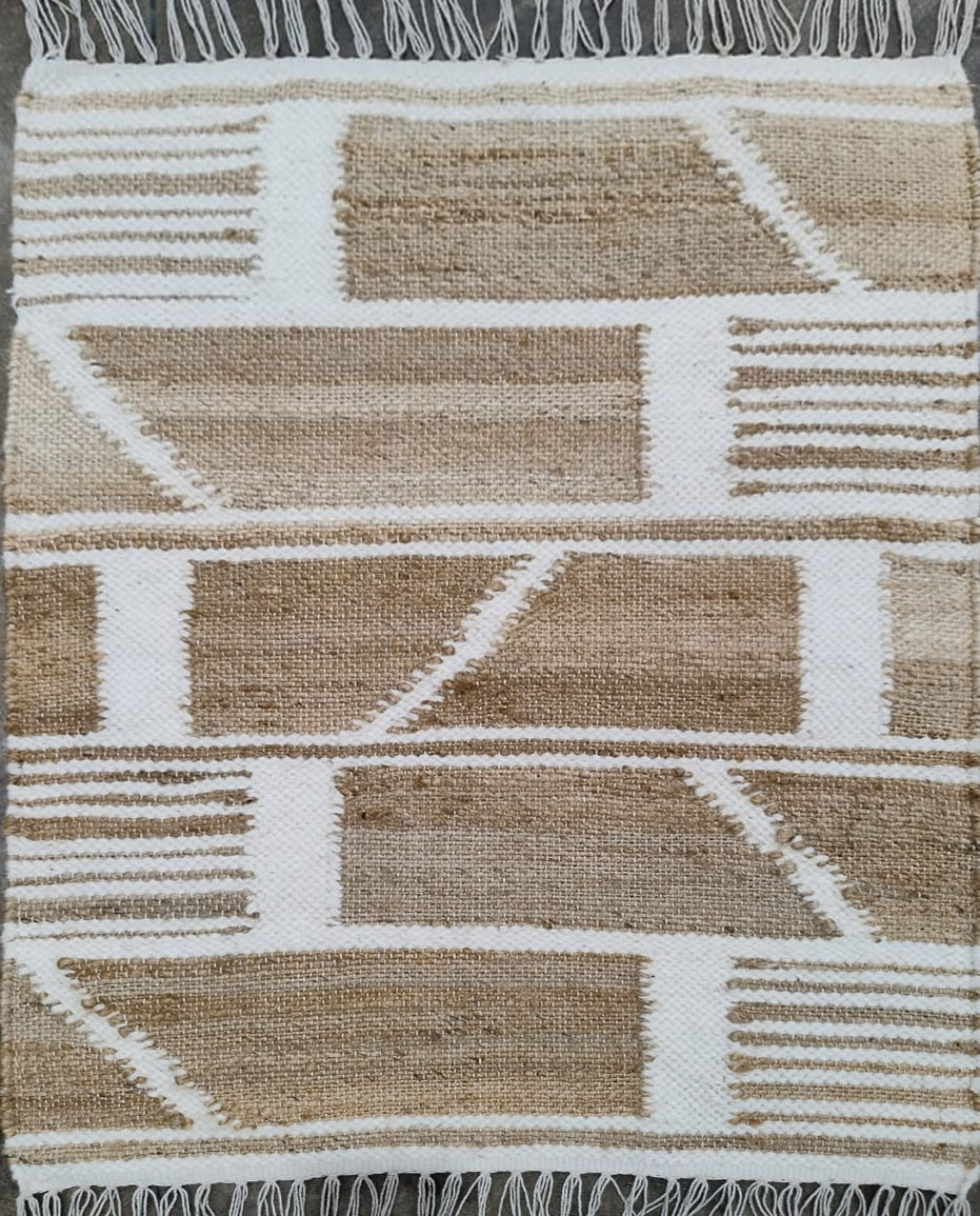 Rectangular Jute and Cotton Blend Rug